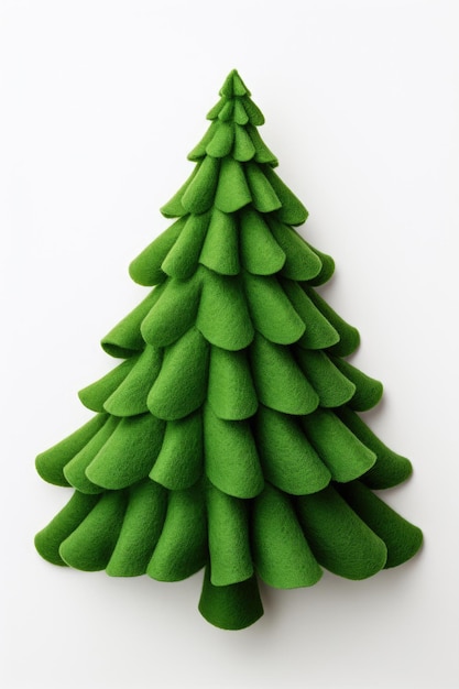 Felt Christmas fir tree on a white background