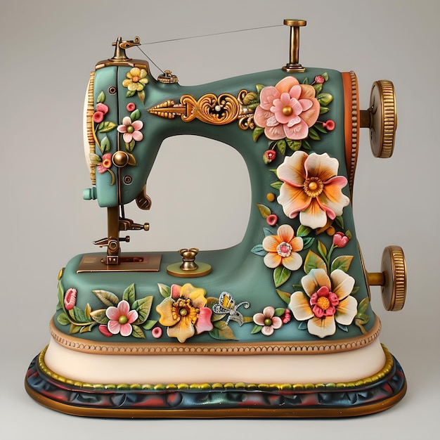 Фото Иллюстрация швейной машины из фелта