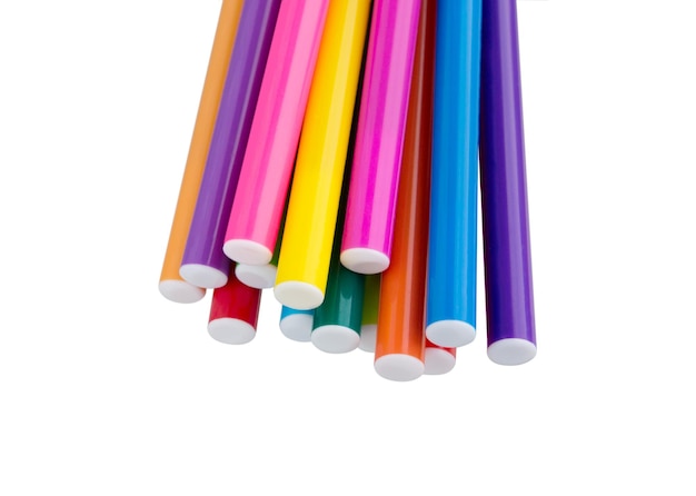 펠트 펜 흰색 배경에 고립 된 여러 가지 빛깔의 펠트 펜 다채로운 마커 펜 컬러 마커 펜의 욕조