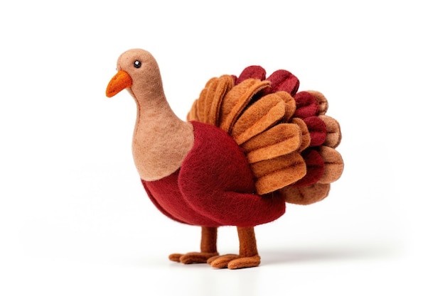 Felt turkeys for Thanksgiving on a white background