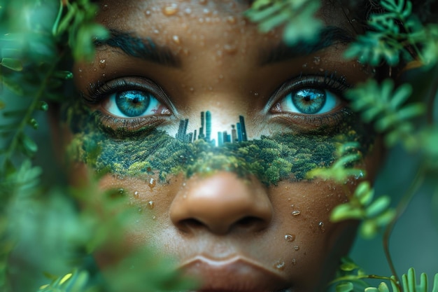 Африканское женское лицо в художественном стиле Лицо окрашено в краску
