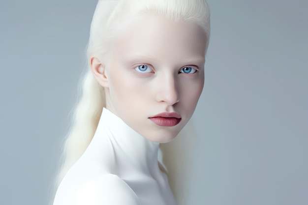 女性のアルビノ ファッション モデル 白い肌を持つ若い女性