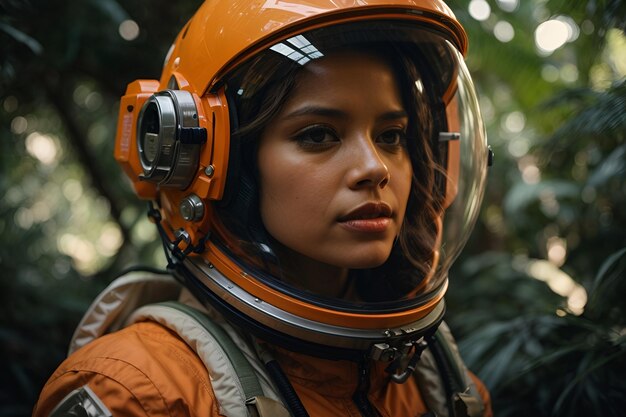 ジャングルの女性宇宙飛行士