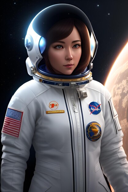 宇宙服を着た女性宇宙飛行士