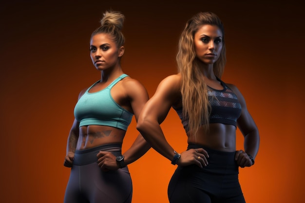 Female athletes show bodies Sport studio Generate Ai