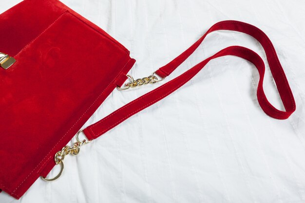 Female bag on white textile