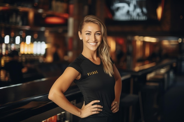 Female bartenders exhibit confidence and readiness with cheerful smiles