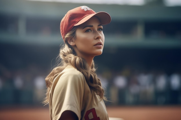 a female baseball player baseball uniform