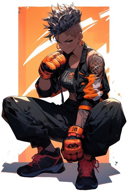 Photo female boxer illustration