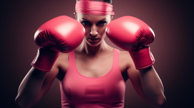 female boxer wearing red boxing gloves