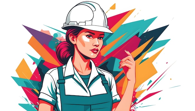 Female Builder Vector Illustration on white background