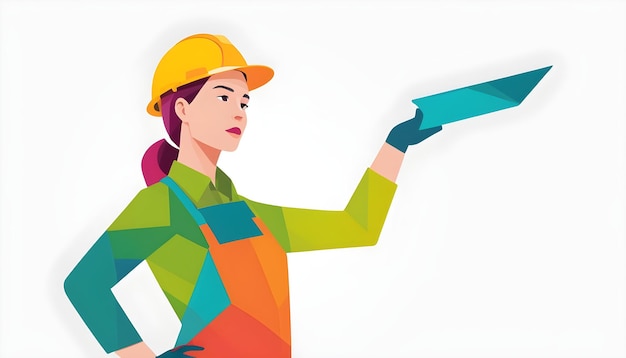 Female Builder Vector Illustration on white background