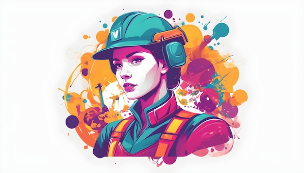 Female Builder Vector Illustration on white background