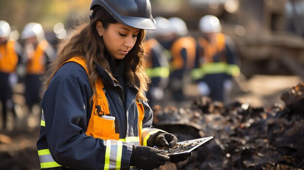 Female Builder in Workwear Orchestrating Progress on Unfinished Construction Site