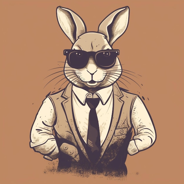 female bunny as a businessman tshirt vector