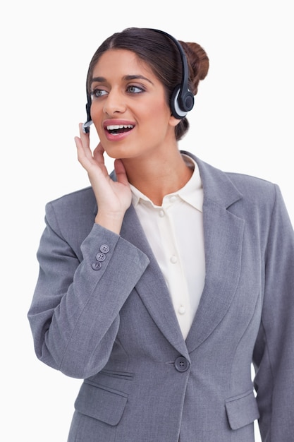 Female call center employee looking to the side