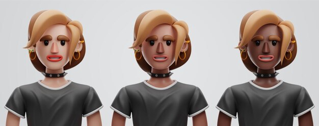 Foto rendering 3d di carattere femminile su sfondo isolato