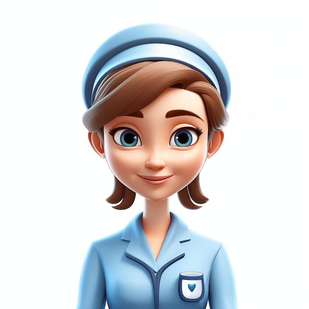 Photo female character doctor or nurse avatar woman in doctor uniform 3d illustration isolated on white ba