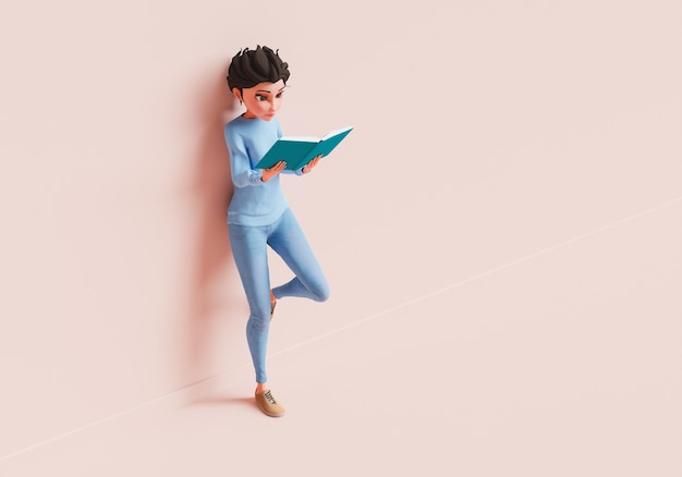 female character reading a book