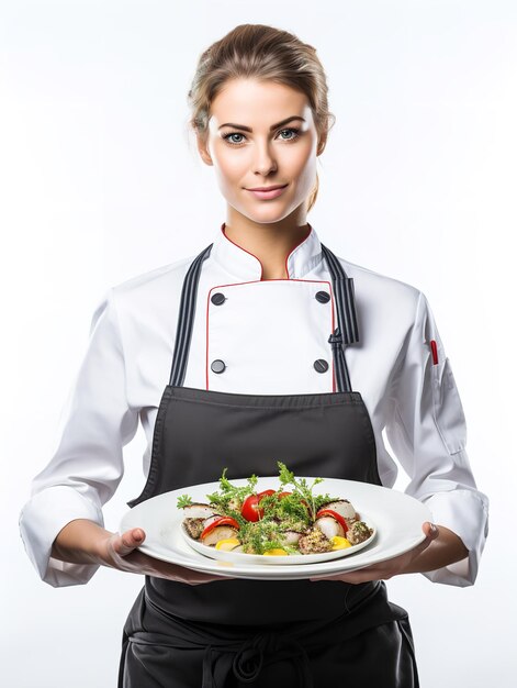 Female Chef Preparing Gourmet Dish AI Generated
