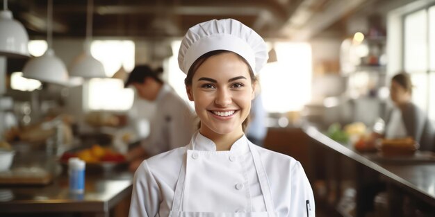 a female chef's smile radiates passion