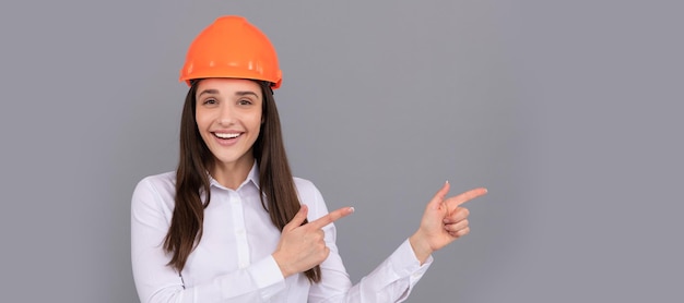 Female construction worker businesswoman in builder hardhat chief architect engineer Woman isolated