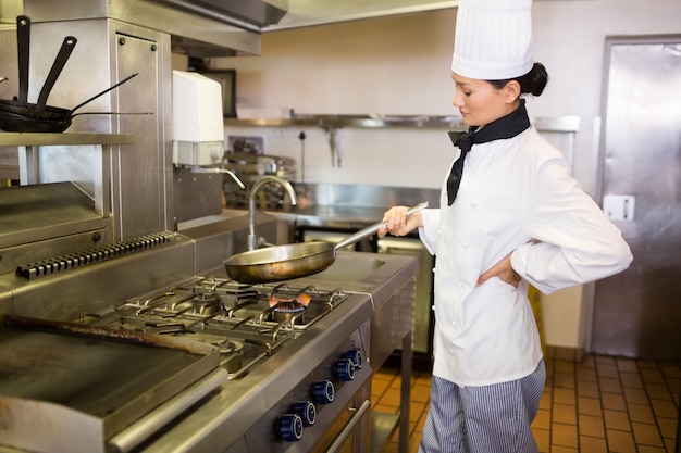 Female cook preparing food in the kitchen