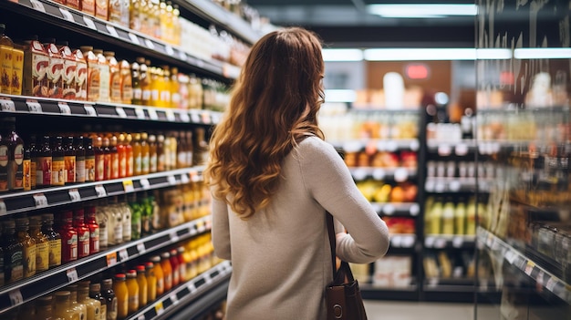 A female customer shopping at a supermarket Generative AI