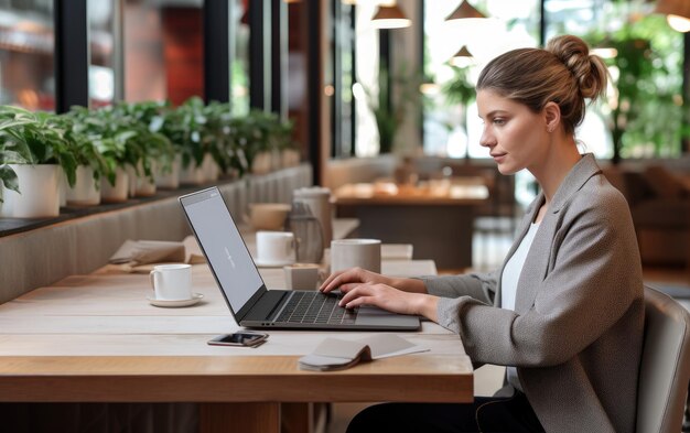 Female Designer at Work with a Laptop Generative AI