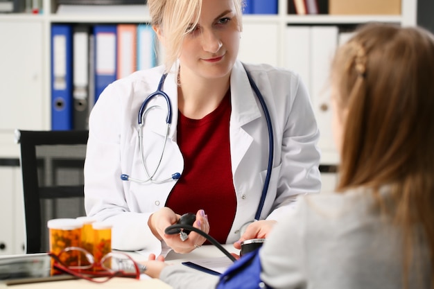 Female doctor arms make medic procedure closeup