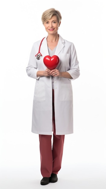 Female Doctor Cardiologist holding heart in hand