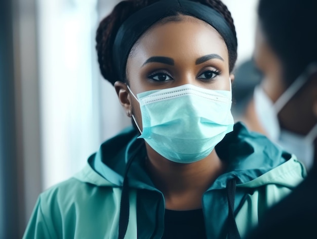 Photo female doctor carefully examines a patient in her office