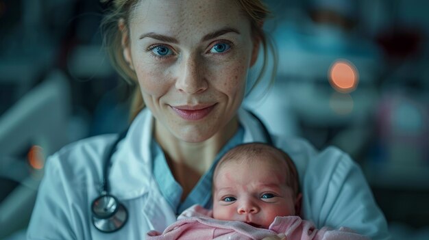 Female Doctor Holding Baby