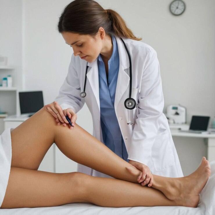 女性医師が皮膚がんを患っている女性患者を診断している