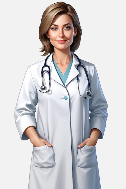 사진 투명한 배경에 고립된 여성 의사
