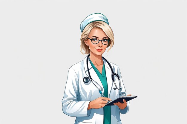 Female doctor isolated on transparent background