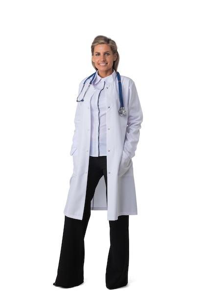 Female doctor isolated on white