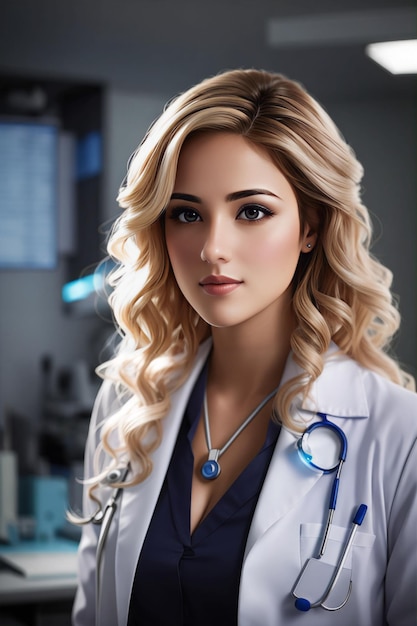 Photo female doctor standing in hospital