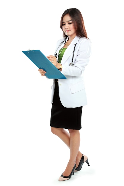 Female doctor with clipboard