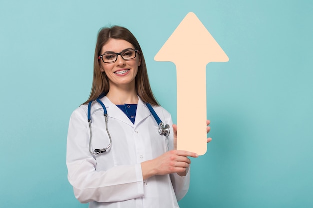 Female doctor with paper pointer