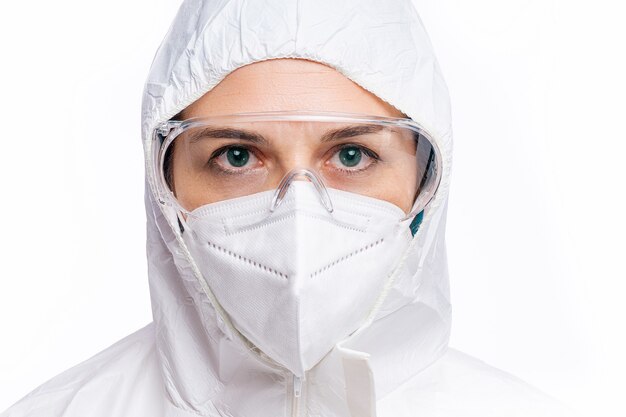 Female doctor with protective suit