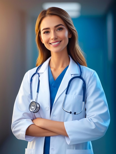 Photo a female doctor with a stethoscope around his neck generated by ai