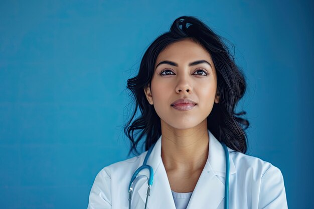 a female doctor with a stethoscope on her neck