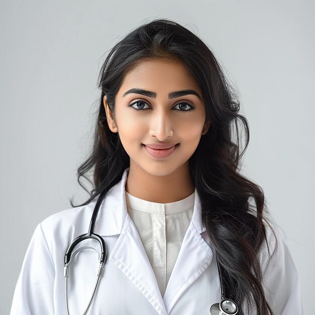 Photo a female doctor with a stethoscope on her neck