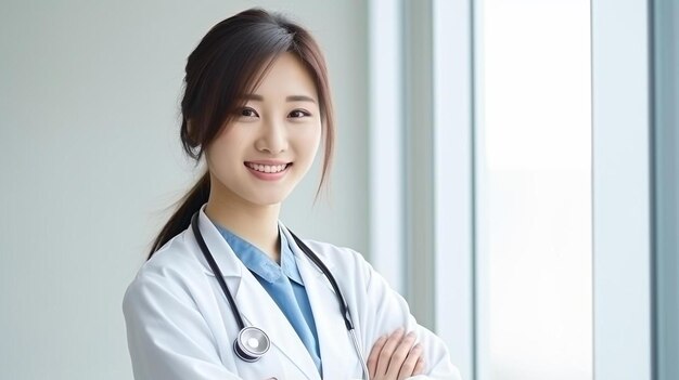 женщина-доктор со стетоскопом на шее