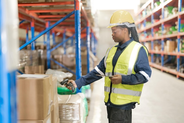 Female employees checking products