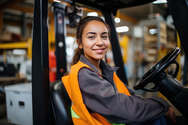 Female Engineer in High Spirits