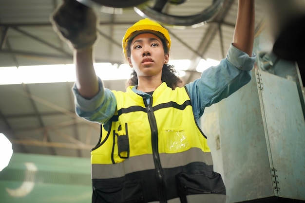 Female engineers working in industry factory