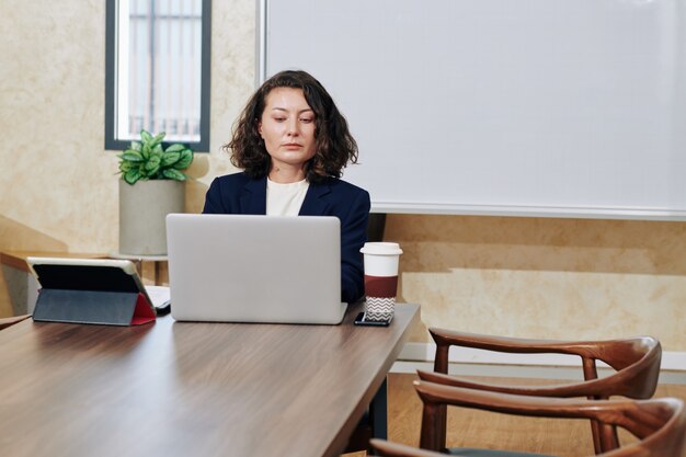 Female entrepreneur working in office