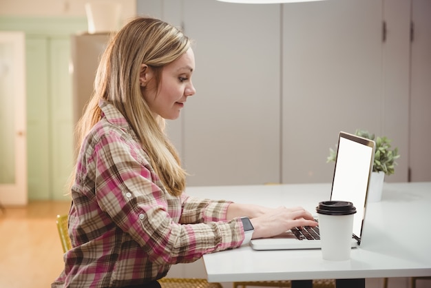 female executive working on laptop in office